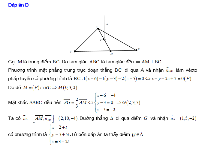 Thông tin về tính toán trong không gian Oxyz cho tam giác ABC