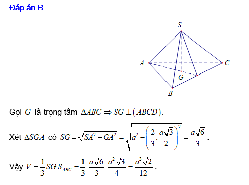 Công thức tính thể tích hình chóp tam giác đều