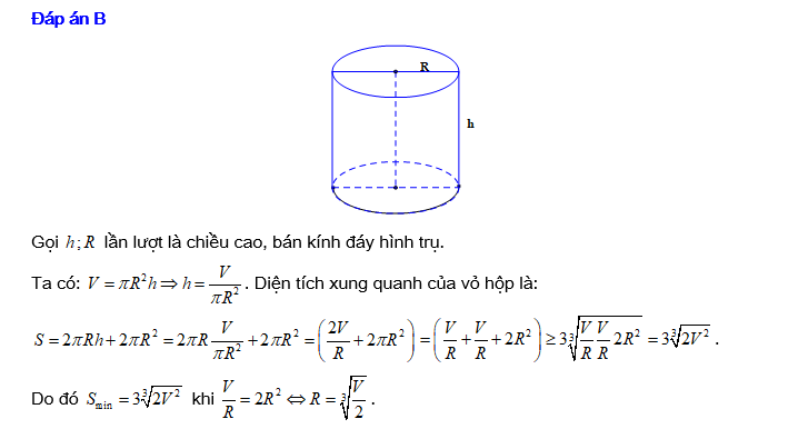 Một Hộp Sữa Hình Trụ Có Thể Tích V